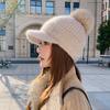 Winter New Duck Tongue Wool Hat Women's Thickened Warm Ear Protection Hairball Knitted Hat Cycling Cold Hat
