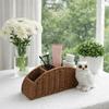 Imitation Rattan Remote Control Storage Box Handwoven Vintage Style Remote Control Holder 4 Grids Synthetic Rattan Organizer
