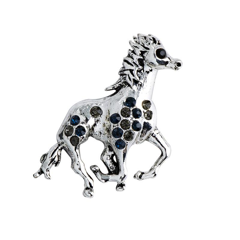 

Винтажные стразы сплав скачущий военный конь зодиакальный пони броши булавки женщины мужчины модные аксессуары для одежды костюм лацкан корсаж серебряный