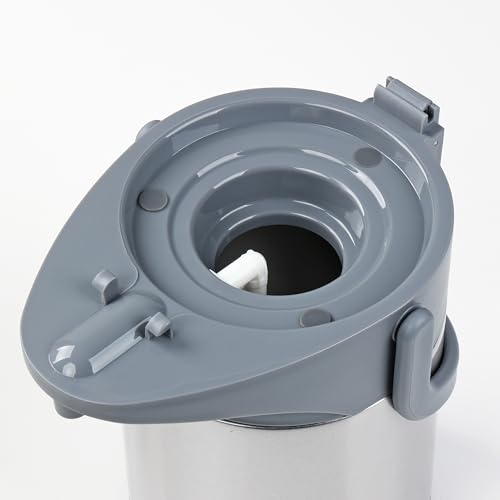 [Online Exclusive] Pearl Metal Air Pot, 2.5L, Double, Stainless Steel, Insulates for Hot and Cold Drinks, Tabletop, Wide Mouth, Upward-Angled, Metalli