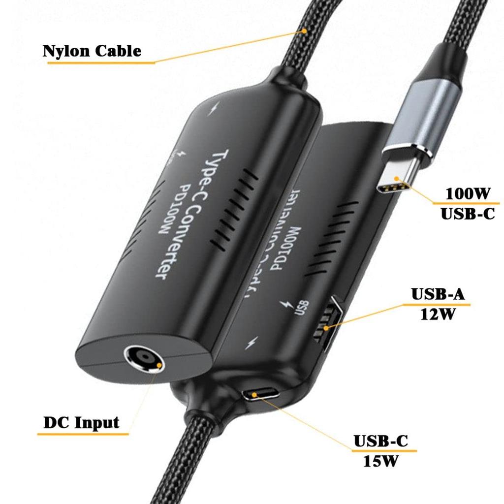 Chenyang USB C Power DC Power USB C Type C Type A PD Charging Cable Adapter Converter, Supply, 5.5x2.5mm Input, 100W, 15W, 12W, Output, Emulator,