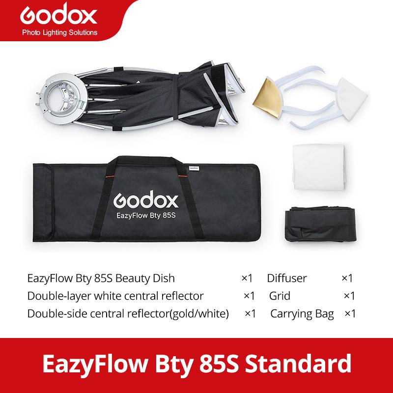 New Godox EazyFlow Beauty Dish 65/85cm Quick-Open Design Bowens Mount for Photography Studio Flash