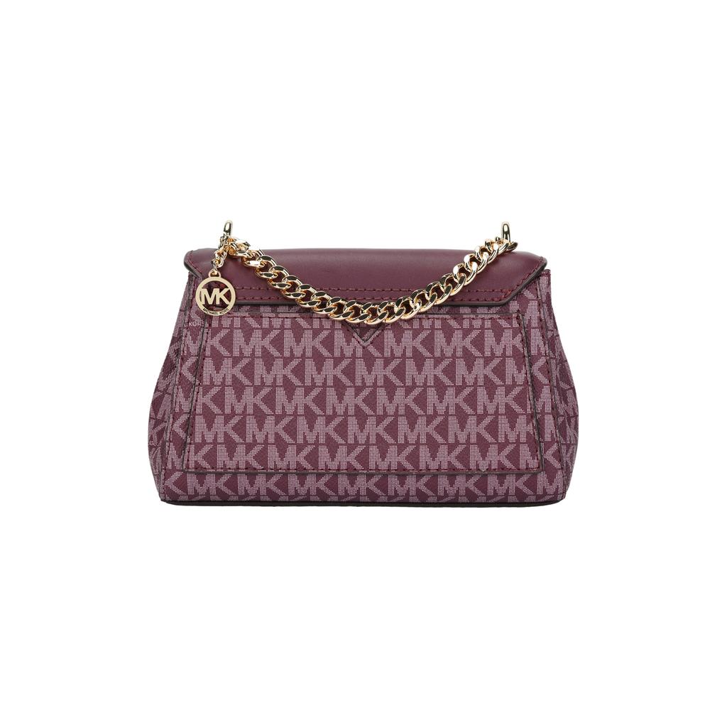 Michael Kors Lita Gold Letter Logo Lock Flap Chain Classic Monogram Leather Crossbody Bag Small Women crossbody bag Purple 35H0GXPC1V-BORDEAUX-MLT