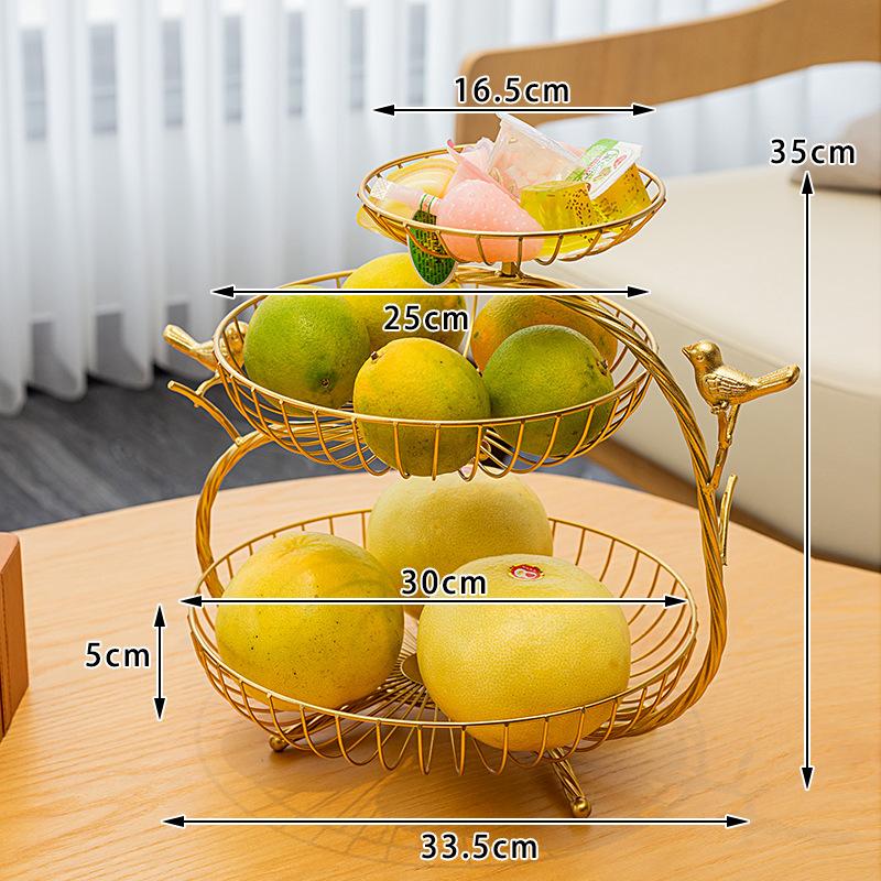 Light Luxury Fruit Plate Modern Living Room Home Nordic Simple Ins Style Multi-layer Fruit Plate Iron Art Candy Plate Front Desk