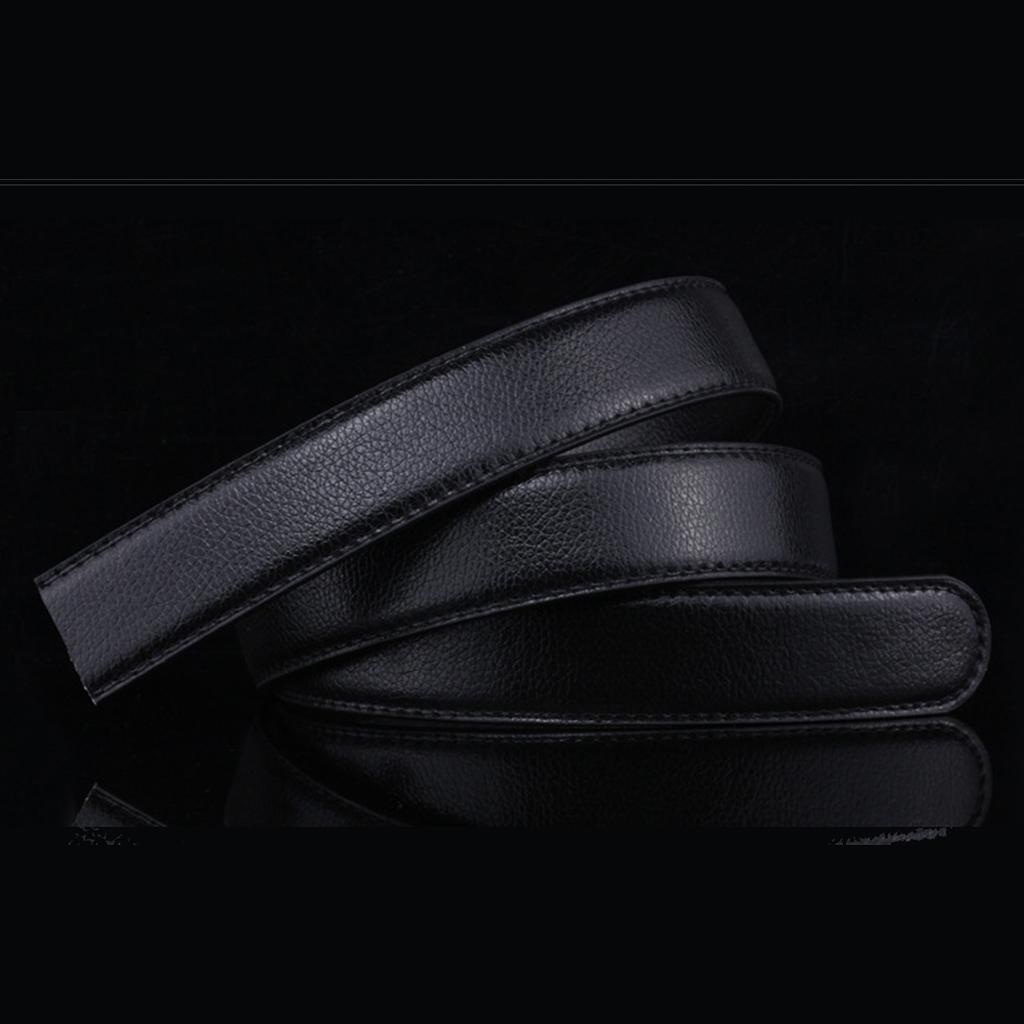 Men's PU Leather Belt Without Buckle for Automatic Buckle Waistband Perfect Fit Black Waist Ornament Waist Cincher