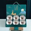 6-teiliges Schüssel-Set Keramik Japanischer Cartoon Grünes Reisschüssel-Set Weihnachts-Rentier Speiseteller Steak-Geschirr Mikrowellengeeignet Geschenk
