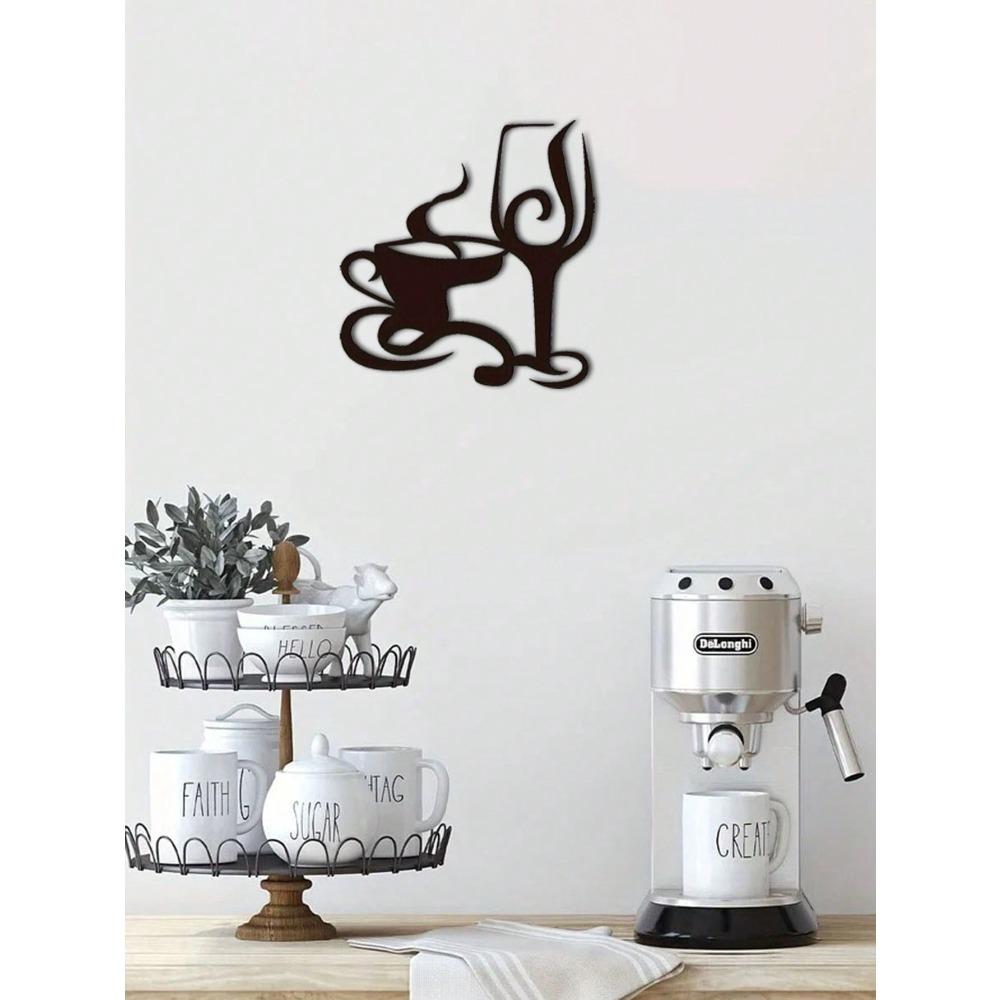 Metal Wall Art Wine Glass Decor for Coffee Bar Tea Room Hanging Ornament