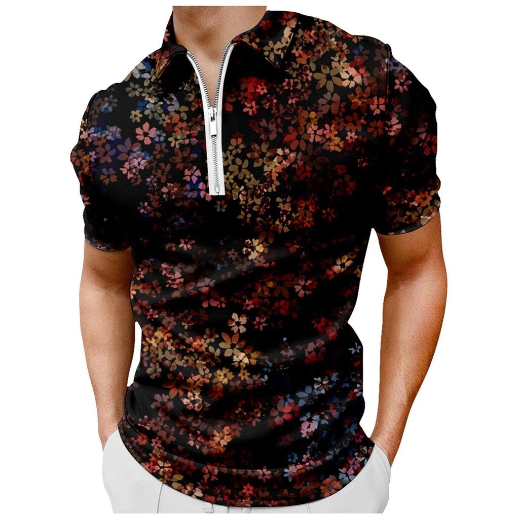 Men's Shirt Golf Shirt Retro Color Contrast Outdoor Street Short Sleeves Button-Down Print Clothing Apparel Fashion Designer Casual Breathable