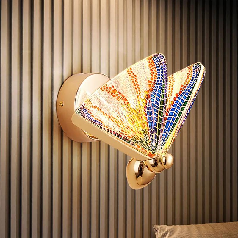 LED Wall Lamp Modern Creative Nordic Butterfly Wall Light Bedroom Living Room Bedside Staircase Corridor Aisle Lighting
