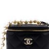 Chanel Diamond-Pattern Pearl Leather With Chain And Mirror Sheepskin Messenger Bag Regular Women'S Black