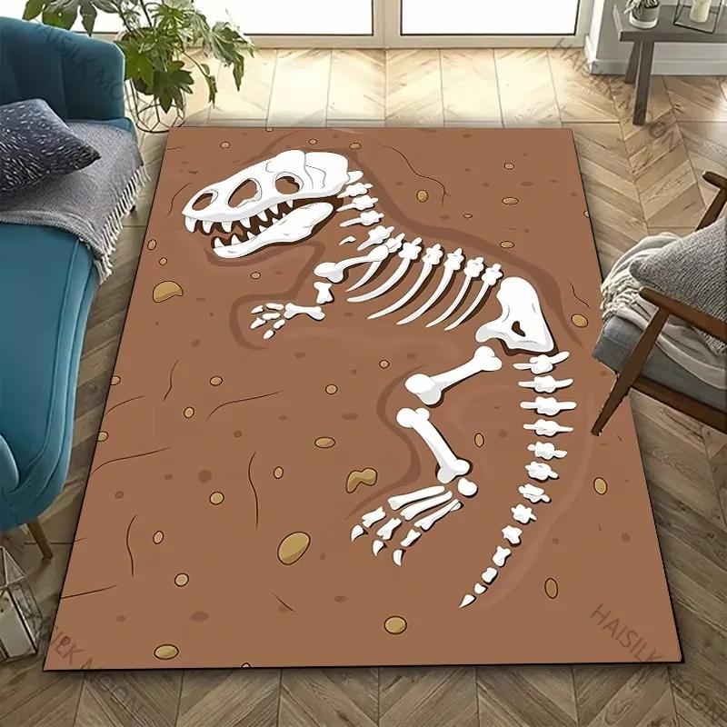 Dinosaur Fossil Theme Carpet Is Suitable for Children's Room Bedroom Living Room Office Durable Non-slip Large Area Mat Soft Rug