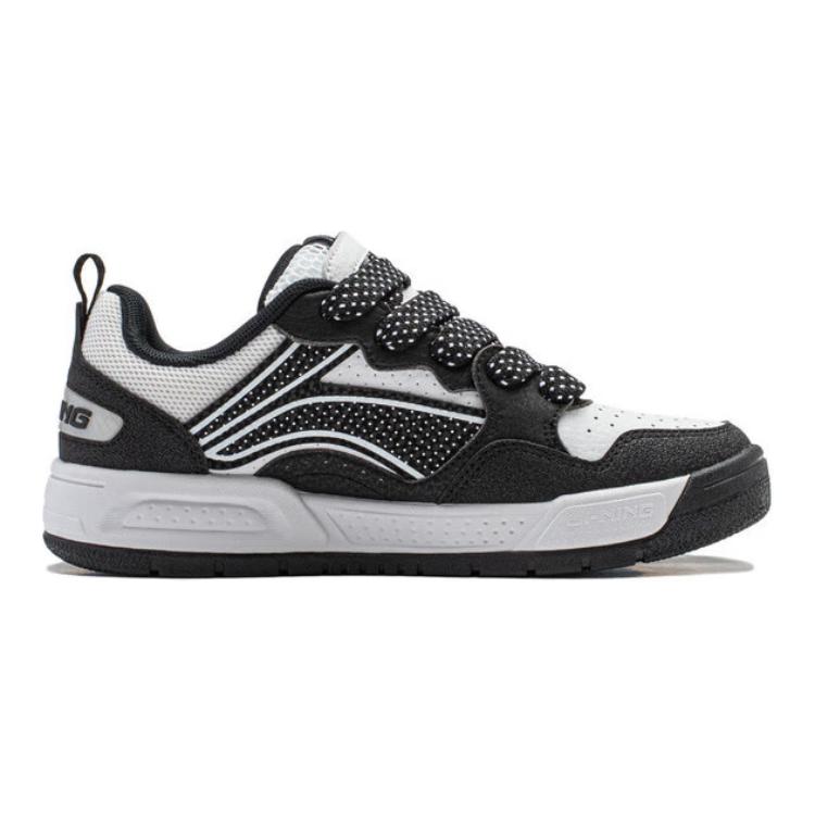 Li Ning Comfortable Versatile Non-Slip Durable Low-Top Casual Shoes Kids sneaker White Black YKCU012-5