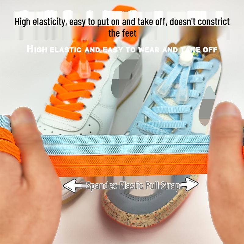 Universal No-Tie Elastic Shoelaces for Men, Women, and Kids - Flat Design with Secure Buckle System
