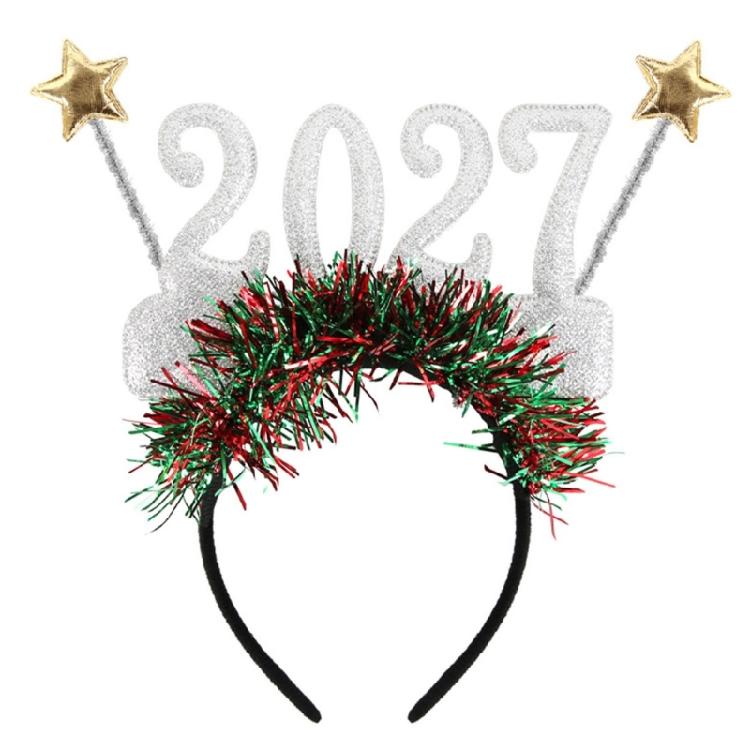 Celebration Hair Accessory for 2027 New Year, Glitter Headband with Bright Trim for Party Wear and Photo Booth Use