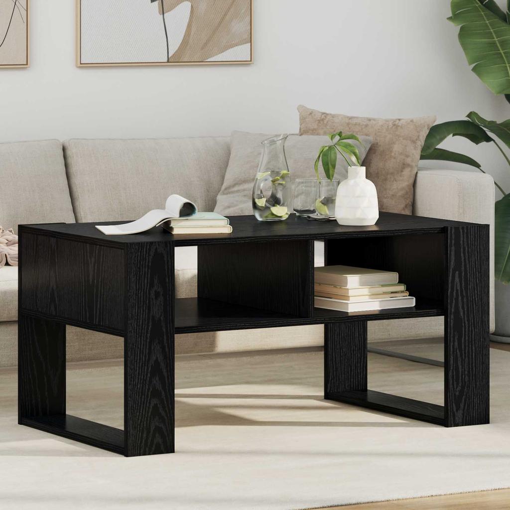 Coffee Table Black Oak Look 92 X 53 X 45 Cm Engineered Wood