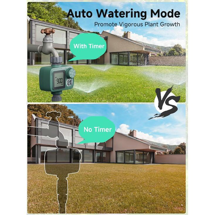 Sprinkler Timer, Programmable Hose Timer with Rain Delay, Manual and Automatic Watering System, Water Timers for Garden Hose, Waterproof Digital