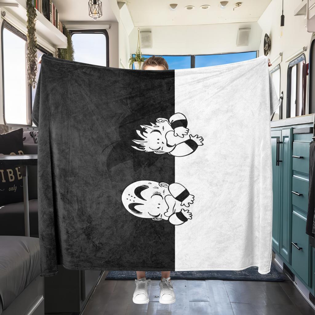 1 Stück Süße Cartoon Son Goku Aufdruck Flanelldecke, Hohe Qualität für Alle Jahreszeiten, Heimdekoration, Wärme und Komfort, Perfekt für Weihnachtsgeschenke