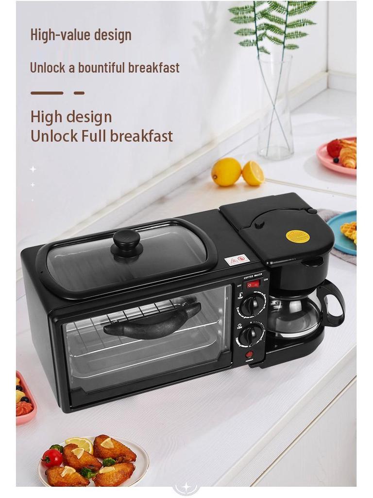 3-in-1 Breakfast Machine: Toaster, Sandwich Maker & Coffee Brewer - 110V