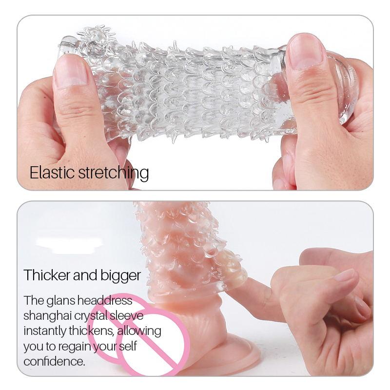 Fish Scales Condoms Penis Extension Sleeves Delay Ejaculation Reusable Spike Condoms Blocking Penis Sleeve