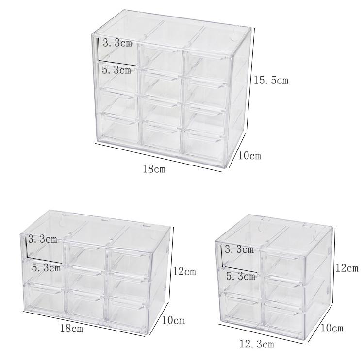 Transparent Nine Compartments Six Compartments Dustproof Drawer Desktop Storage Box Stationery Jewellery 12 Compartments Cosmetic Storage Students