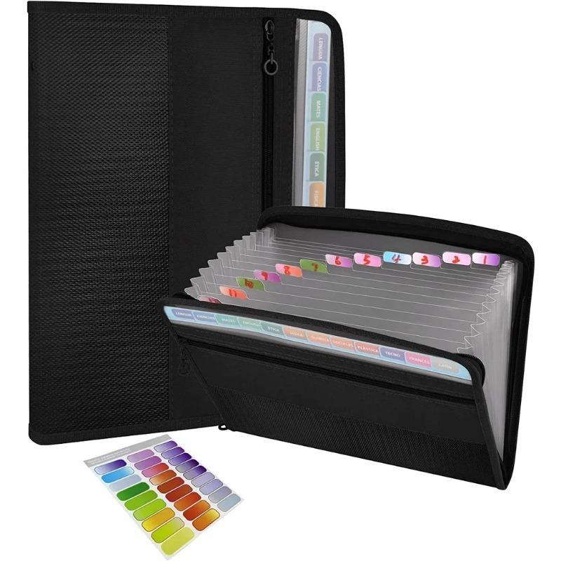 Accordion File Organizer with Safe Zipper 13 Pocket Expanding File Folder with Front Pencil Pouch Office Supplies