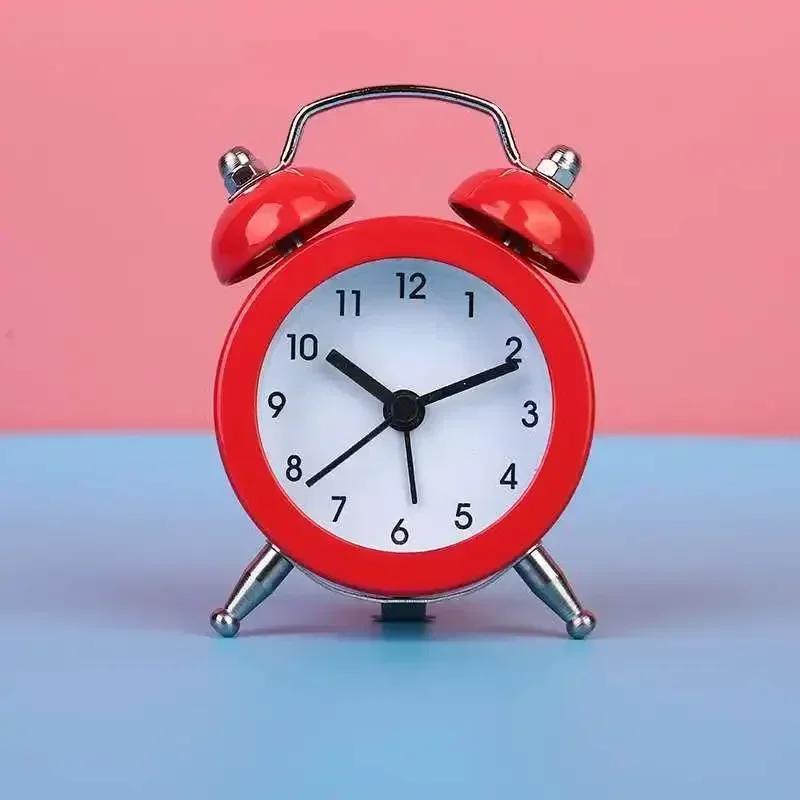 Retro Loud Alarm Clock Double Bell Mechanical Key Wound Silent Pointer Alarm Clock Night Light Clocks Home Decor  wall clock