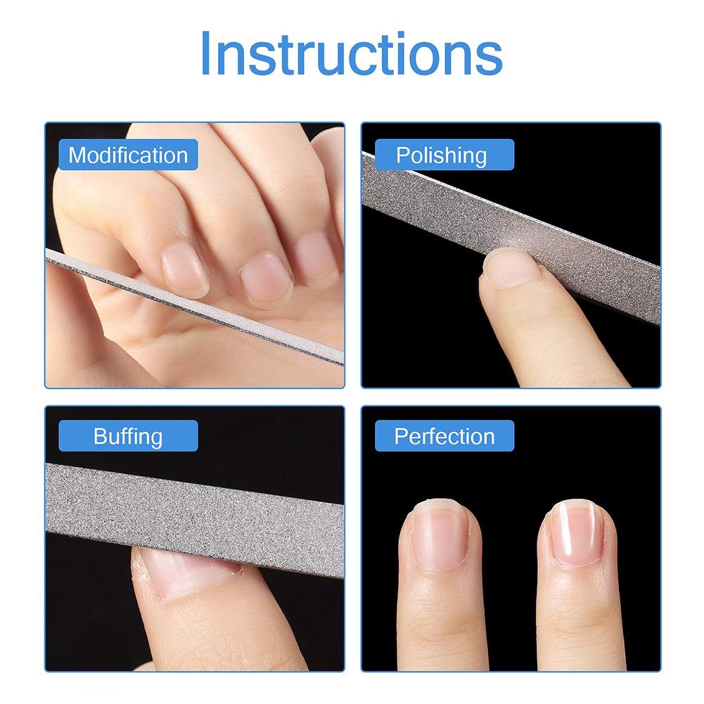 Nail File Stainless Steel Double Side Nail File Metal File Buffer Fingernails Toenails Manicure Files for Salon and Home
