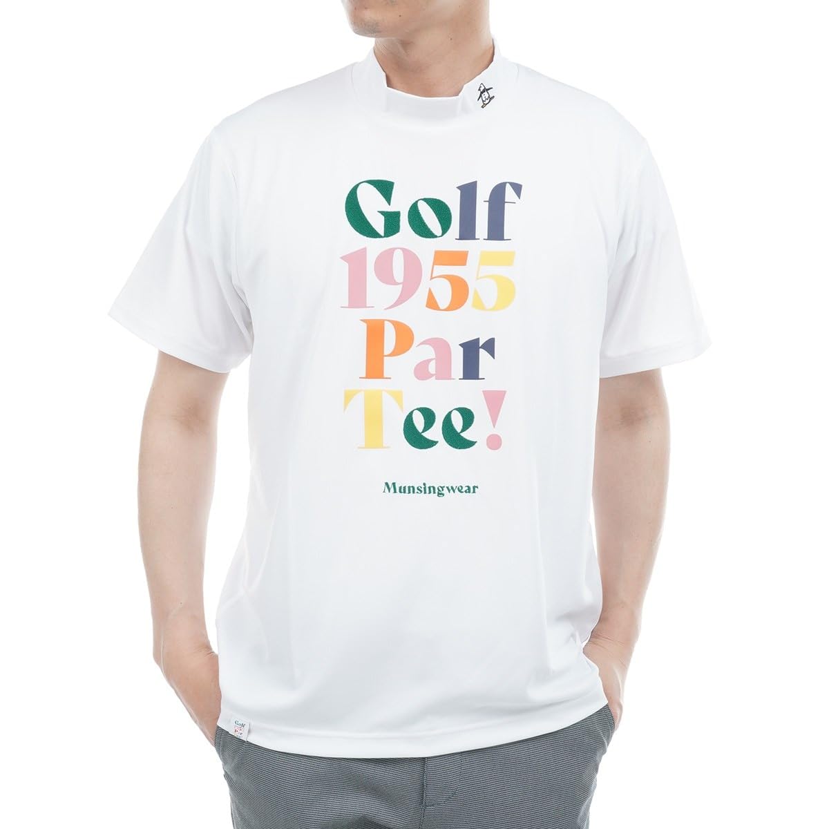 

Munsingwear MG5SHS55M Short Sleeve Mock Neck High Moisture Quick Golf WH00 Men s Shirt, Stretch, Sunscreen, Wicking, Drying, Shirt, White,