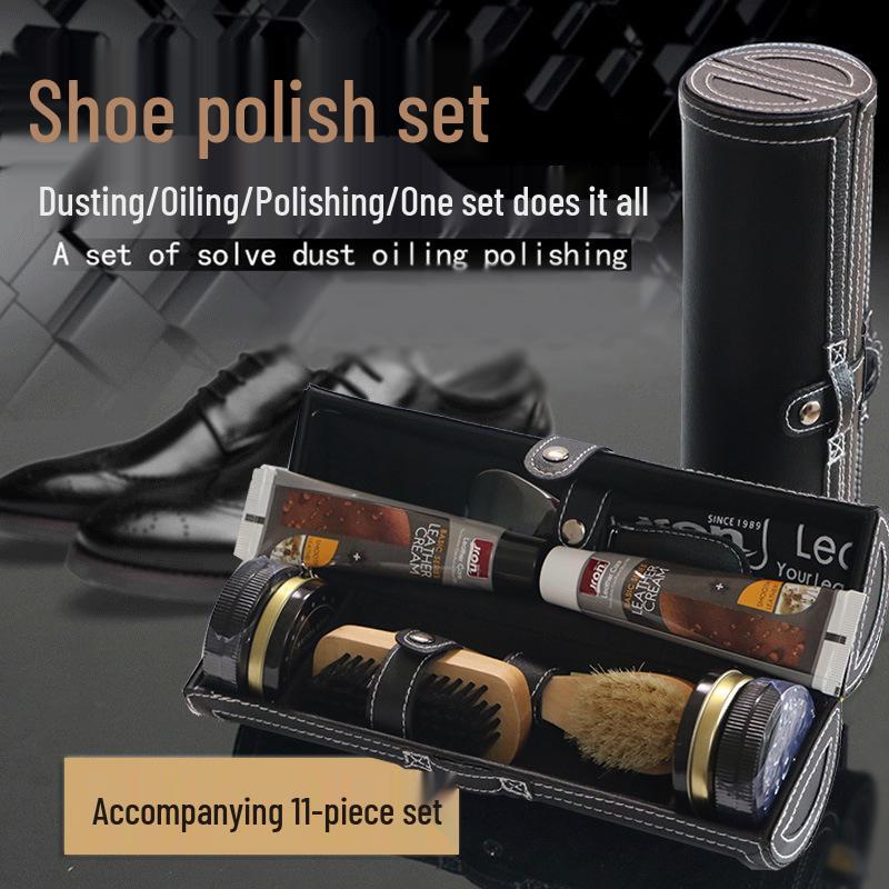 

Набор гуталина Jinrong: Включает черный и бесцветный крем для обуви, масло для ухода за натуральной кожей, щетку из кабаньей щетины и рожок для обуви в подарок.