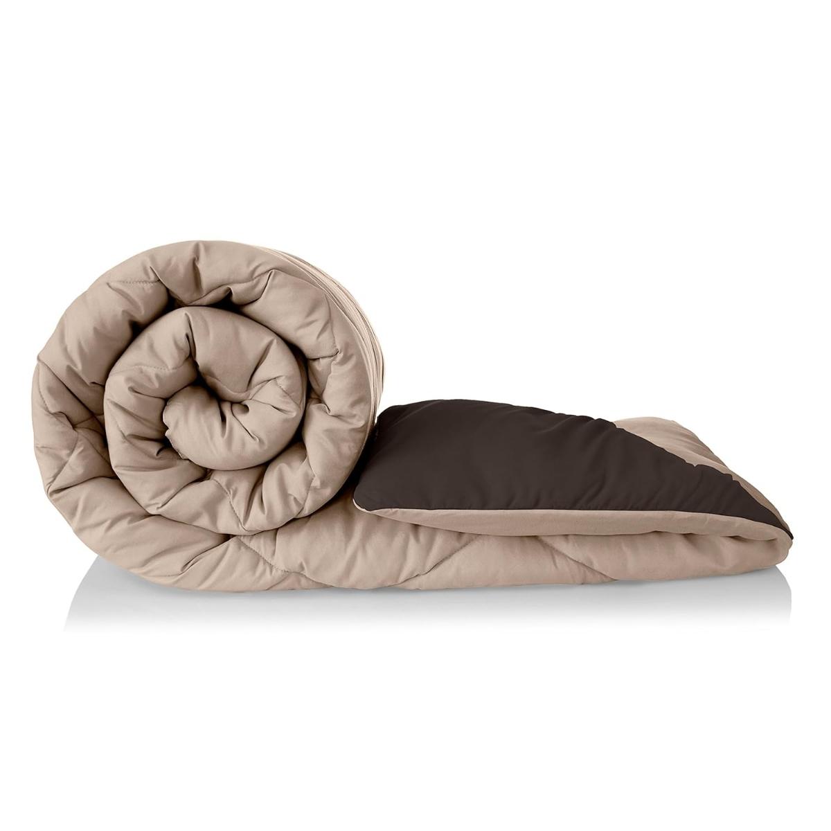 Microfibre Reversible Comforter, Double (Subtle Beige & Walnut Brown, 200 GSM), 50 TC Double