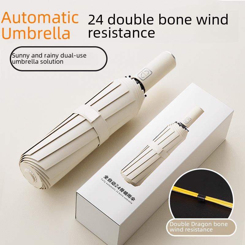 Men's Dual-Use Automatic Folding Umbrella: Windproof, Sun & Rain Protection, Customizable