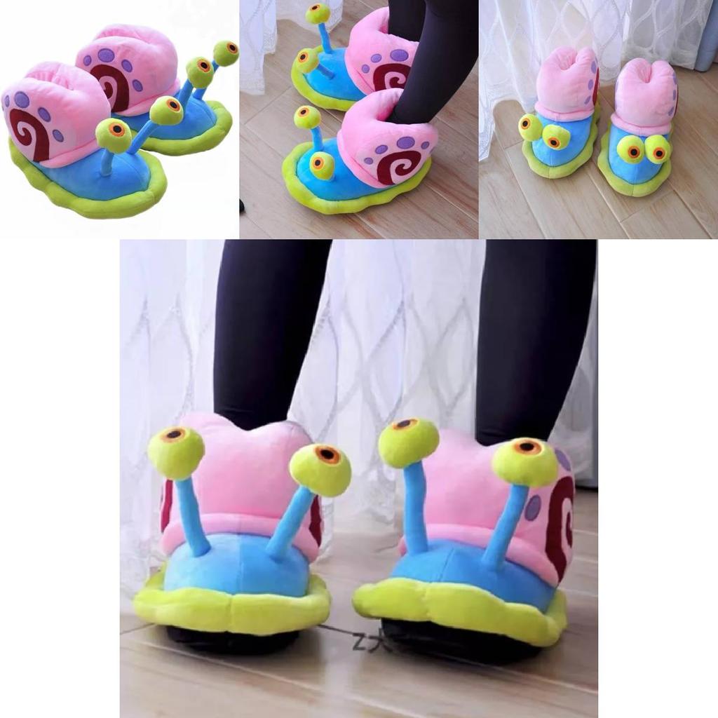 Adorable Spongebob Snail Home Slippers Warm Non-slip Cotton Boots For Winter