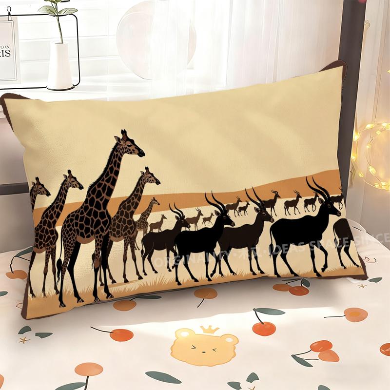 Kissenbezug mit Afrikanischem Tiermuster Geeignet für Sofa Schlafzimmer Auto Kissenbezug Kissen Rechteckiges Rückenkissen