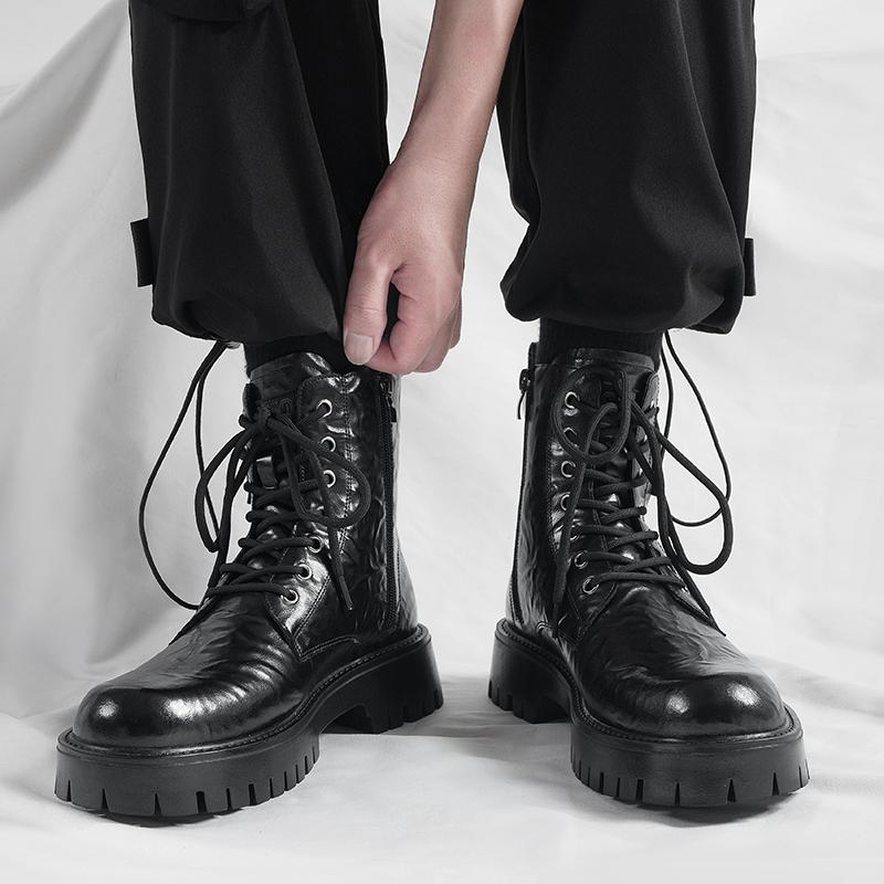 New Men's Thick Soled Boots Retro British Minimalist Style Comfortable Leisure Outdoor Street Office and Party Leather Shoes
