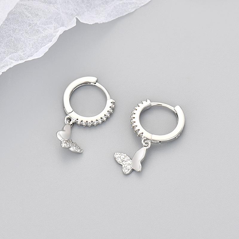 Asymmetric Rhinestone Butterfly Huggie Earrings For Women Minimalist Chic Trendy Small Hoop Earrings Fashion Jewelry Gift