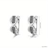 Black Awn Black Stone Infinity Lucky Bow Hoop Earrings