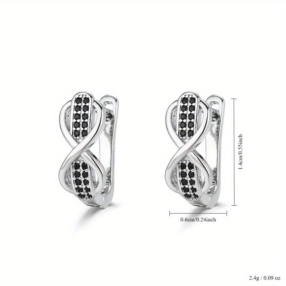 Black Awn Black Stone Infinity Lucky Bow Hoop Earrings