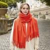 Womens Wool Blend Scarf Winter Warm Shawl Soft Solid Color Knit Wrap With Fringe Korean Style