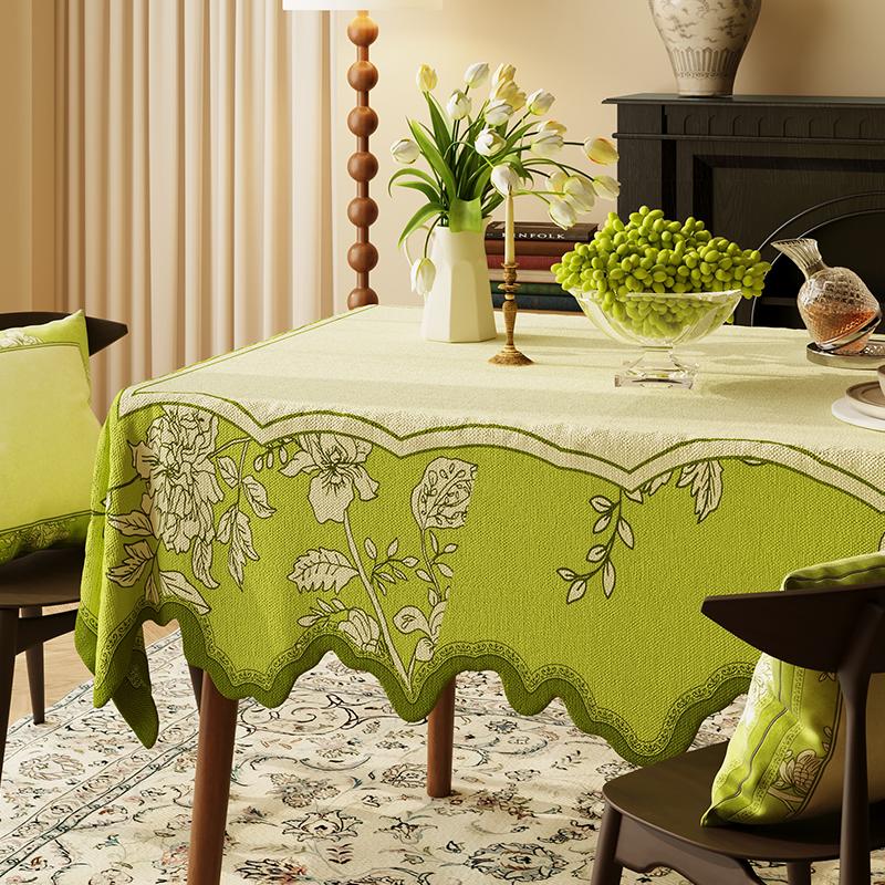 New High Quality Classic Living Room Soft Tablecloth Wave Edged Rectangular Tablecloths Floral Country Style Decora Cover Cloth