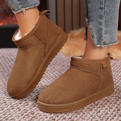 Modische Damen Schneestiefel für solide Plattform Kunstveloursstiefel Herbst Winter Warme Schuhe Boote Große Größe 44 Slipper Baumwollschuhe