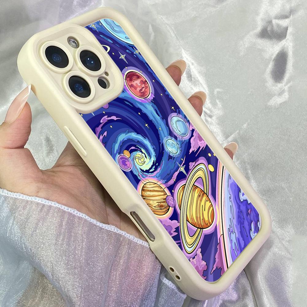 JT528 The Colorful Planets for iPhone 17 16 15 14 13 12 Pro Max Samsung S26 S25 Ultra A17 A07 A56 A16 A15 A06 A35 Xiaomi 15T Redmi 15c 14C Soft Case