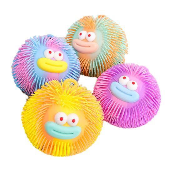 Cartoon Sausage Mouth Stress Ball Anxiety Relief Long Hairs Big Eyes Ball Fidget