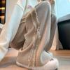 Soft Waxy Side Fringed Knitted Wide-leg Pants Women's Autumn and Winter Vertical Pit Strip High Waist Drawstring Casual Pendant Pants
