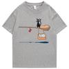 Cute Cats Are Not in Service Comic Print Unisex and Women Cartoon Soft Tshirts Fashion Round Neck Tshirts Retro Loose Tshirts