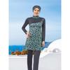 2-piece Muslim Women's Elegant Tree Branch Color Matching Print Seaside Swimsuit Full Coverage Swimsuit Set Beachwear Burkini Swimsuit Set (without