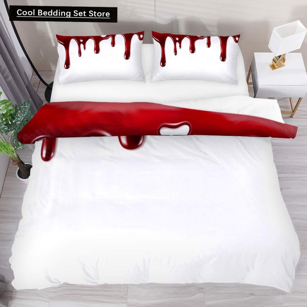 Halloween King Queen Duvet Cover Horror Blood Hand Bedding Set for Teens Scary Red Blood Stains 2/3pcs Polyester Quilt Cover