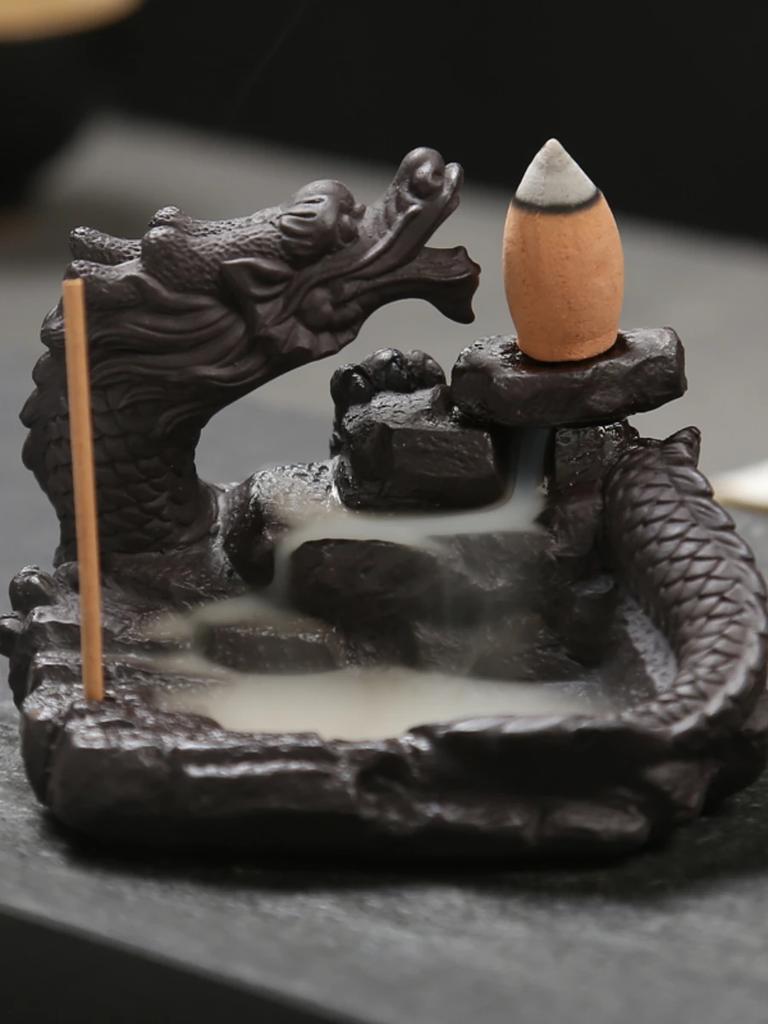 F 2023 Hot Dragon Incense Burner Smoke Backflow Best Cone Censer Incense Holder Mini Office Desk Home Decor Teahouse Ornament