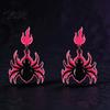 Alternative Fashion Earrings 1 Pair Halloween Theme Acrylic for Women, Gothic Pink Spider Flame Pattern Drop Dangle Earrings, Spooky Holiday