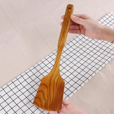Solid Wooden Slice Turner Kitchen Cooking Serving Wood