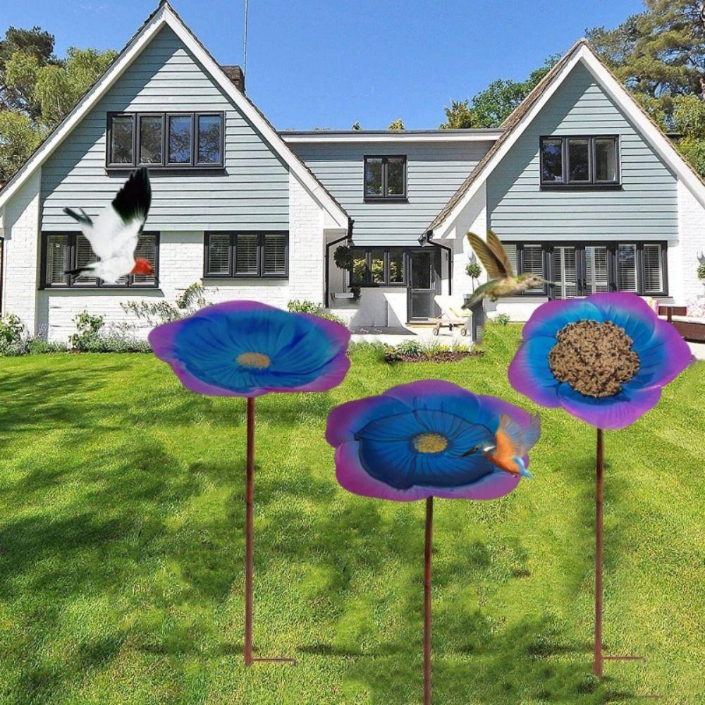 Iron Bird Feeder Plugin Large Capacity Bird Water Bowl Bird Feeding Dish  Outside Patio